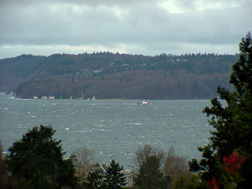 Small craft advisory, windy conditions creating white caps.